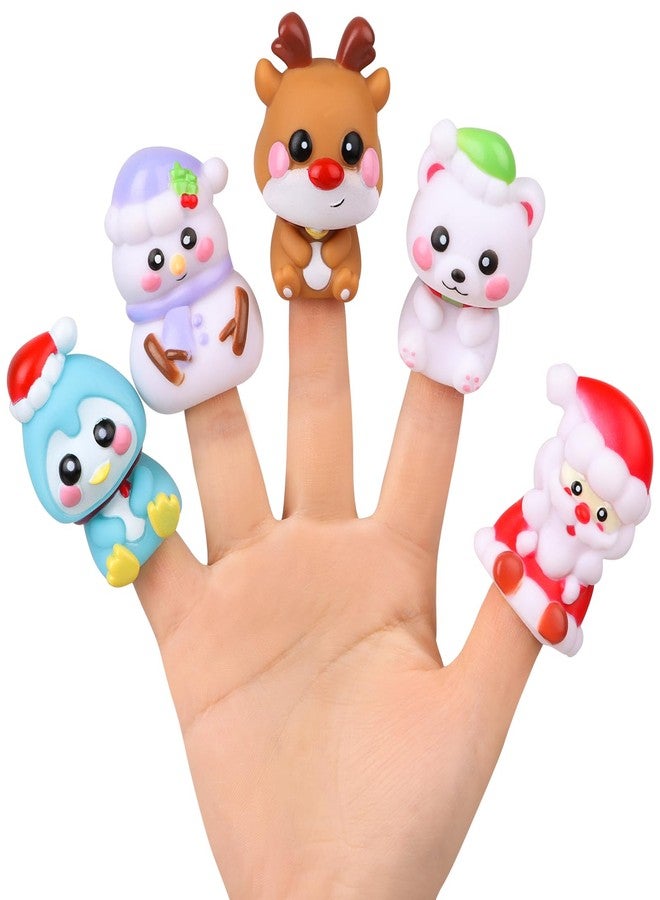 FOIMAS Christmas Finger Puppets,5pcs Santa Claus Snowman Finger Puppet Toys for Kids Toddlers Storytelling Playing Teaching Christmas Stocking Filler Party Favor Supply - Image 1